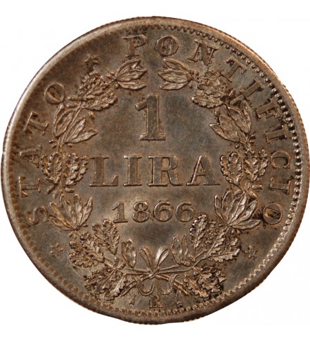 VATICAN, PIE IX - 1 LIRE 1866 ROME AN XXI