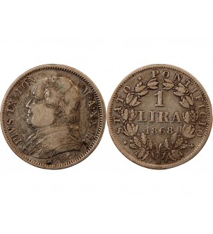 VATICAN, PIE IX - 1 LIRE 1868 ROME AN XXIII 2