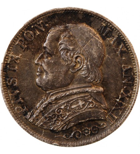 VATICAN, PIE IX - 1 LIRE 1868 ROME AN XXII