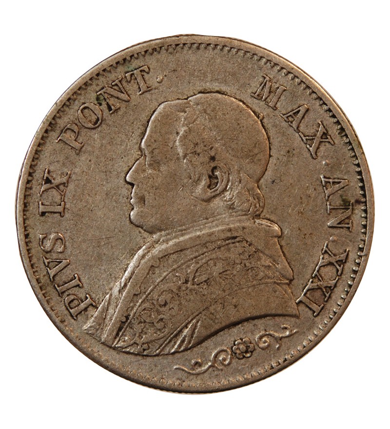 VATICAN, PIE IX - 1 LIRE 1866 ROME AN XXI