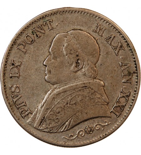 VATICAN, PIE IX - 1 LIRE 1866 ROME AN XXI