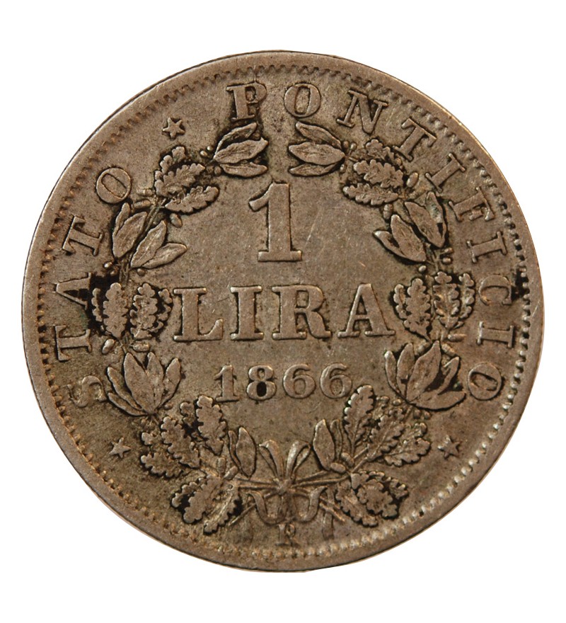 VATICAN, PIE IX - 1 LIRE 1866 ROME AN XXI