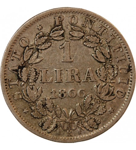 VATICAN, PIE IX - 1 LIRE 1866 ROME AN XXI