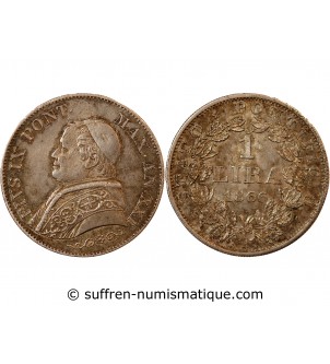 VATICAN, PIE IX - 1 LIRE 1866 ROME AN XXI