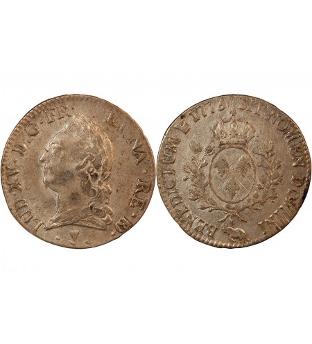 LOUIS XV - ECU A LA VIEILLE TETE 1773 PAU