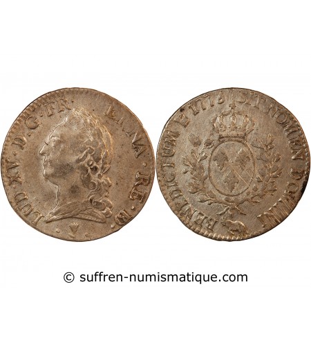 LOUIS XV - ECU A LA VIEILLE TETE 1773 PAU