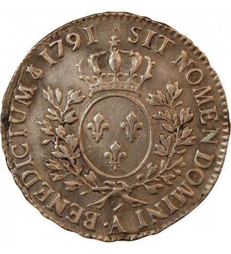 LOUIS XVI - 1/2 ECU AUX BRANCHES D'OLIVIER 1791 A PARIS