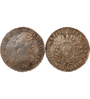 LOUIS XVI - 1/2 ECU AUX BRANCHES D'OLIVIER 1791 A PARIS 2