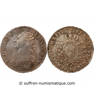 LOUIS XVI - 1/2 ECU AUX BRANCHES D'OLIVIER 1791 A PARIS