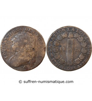 REVOLUTION FRANCAISE, CONSTITUTION - 12 DENIERS 1791 A PARIS