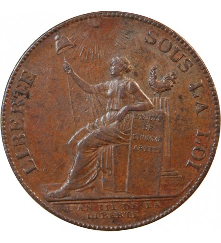 MONNAIE DE CONFIANCE - MONNERON 2 SOLS AU SERMENT 1791 BIRMINGHAM