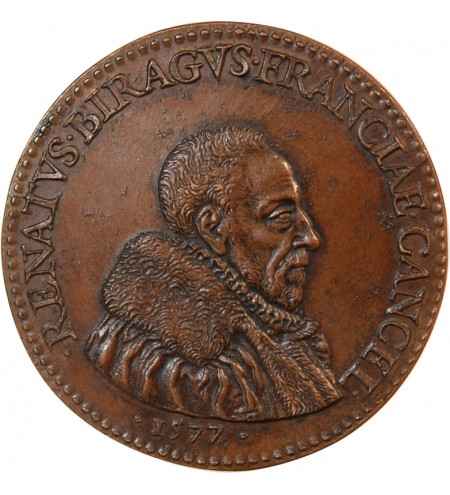 HENRI III, René de Birague - MEDAILLE CUIVRE XVIe siècle