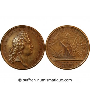 LOUIS XIV - MEDAILLE MAUGER 1690 - Mise à flot de quinze galères