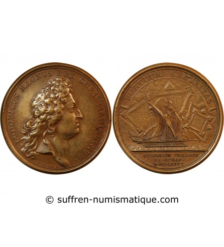 LOUIS XIV - MEDAILLE MAUGER 1690 - Mise à flot de quinze galères