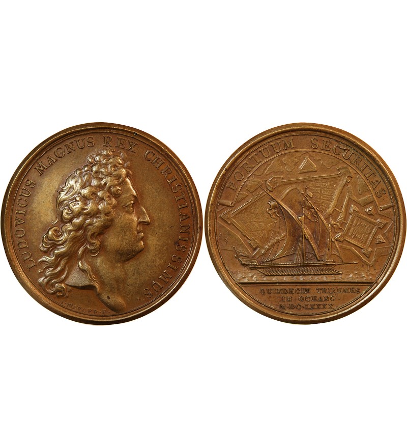 LOUIS XIV - MEDAILLE MAUGER 1690 - Mise à flot de quinze galères
