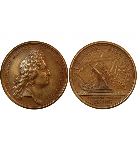LOUIS XIV - MEDAILLE MAUGER 1690 - Mise à flot de quinze galères