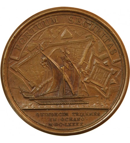 LOUIS XIV - MEDAILLE MAUGER 1690 - Mise à flot de quinze galères