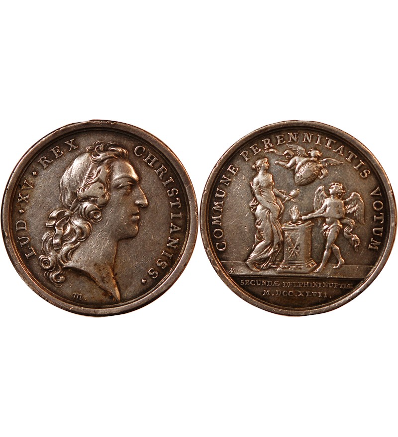 LOUIS XV - MEDAILLE ARGENT 1747 - Second mariage du Dauphin