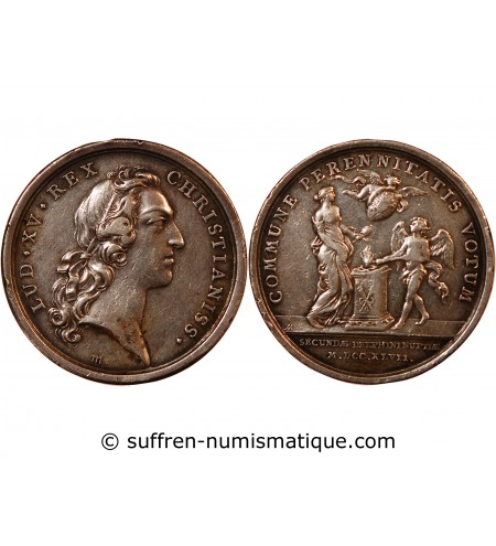 LOUIS XV - MEDAILLE ARGENT 1747 - Second mariage du Dauphin