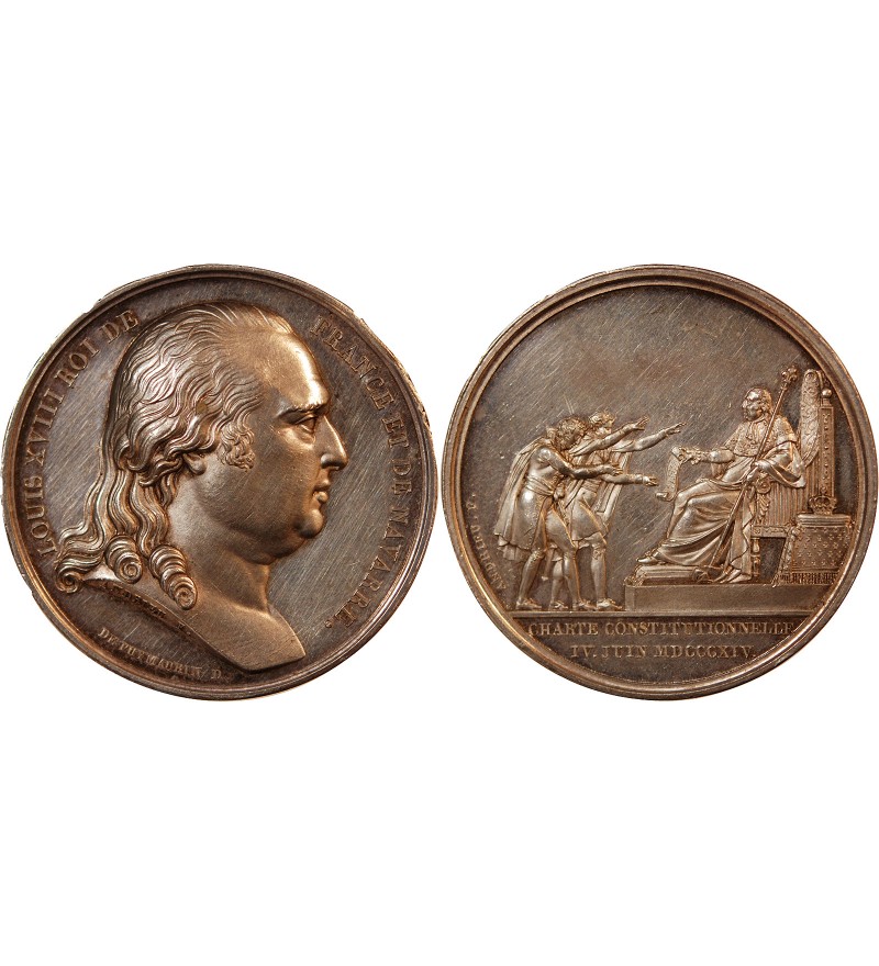 LOUIS XVIII - MEDAILLE ARGENT 1814 - Charte Constitutionnelle