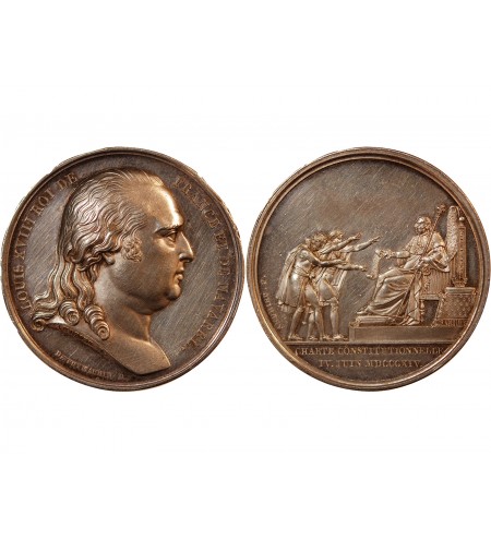 LOUIS XVIII - MEDAILLE ARGENT 1814 - Charte Constitutionnelle