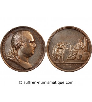 LOUIS XVIII - MEDAILLE ARGENT 1814 - Charte Constitutionnelle
