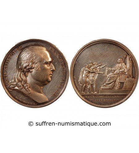 LOUIS XVIII - MEDAILLE ARGENT 1814 - Charte Constitutionnelle