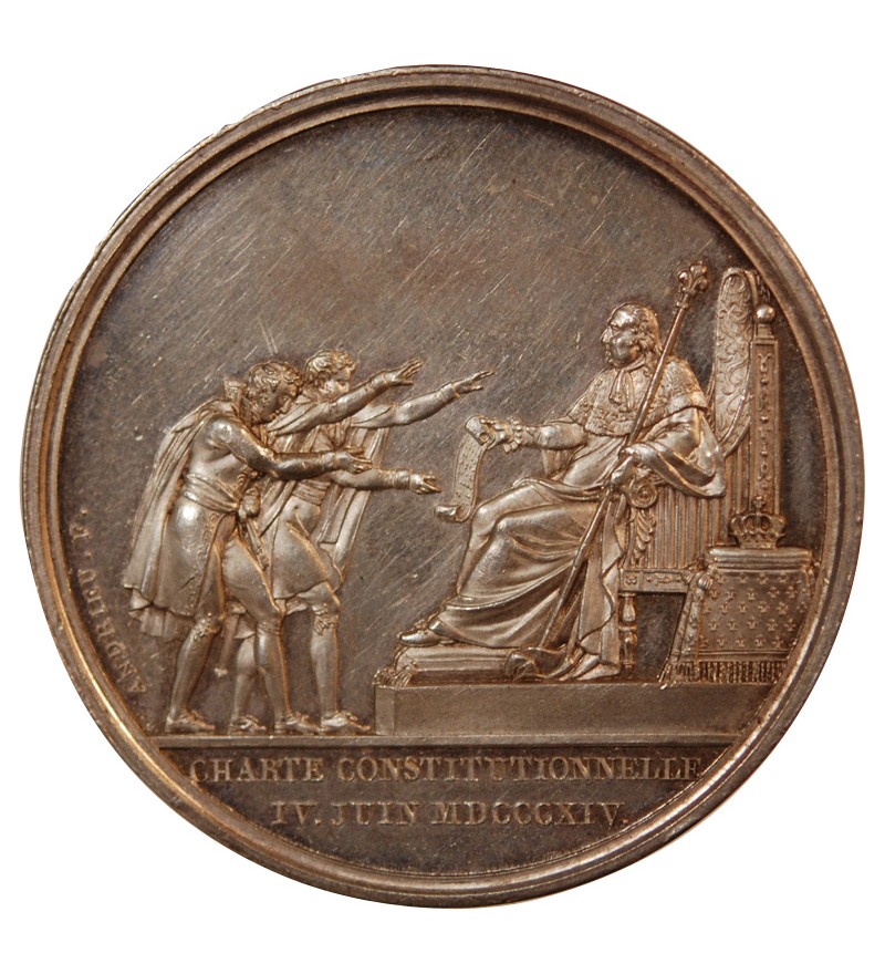 LOUIS XVIII - MEDAILLE ARGENT 1814 - Charte Constitutionnelle