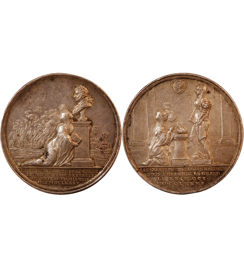 PRUSSE - MEDAILLE ARGENT 1785 - Centenaire de l'accueil des Huguenots français