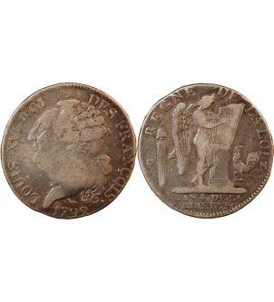 LOUIS XVI CONSTITUTION - 1/2 ECU DE 3 LIVRES 1792 N MONTPELLIER RARE 2