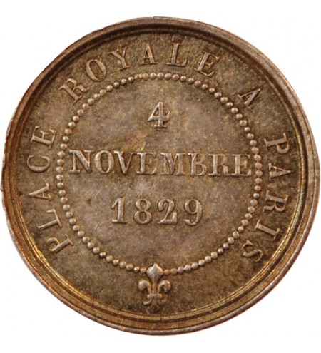 CHARLES X - PETITE MEDAILLE ARGENT 1829 - Statue de Louis XIII Place Royale