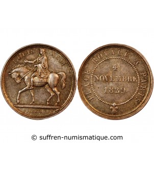 CHARLES X - PETITE MEDAILLE ARGENT 1829 - Statue de Louis XIII Place Royale