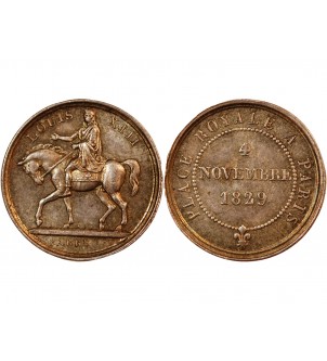 CHARLES X - PETITE MEDAILLE ARGENT 1829 - Statue de Louis XIII Place Royale 2