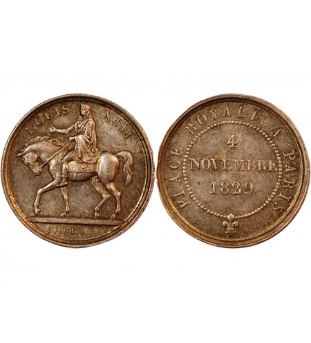 CHARLES X - PETITE MEDAILLE ARGENT 1829 - Statue de Louis XIII Place Royale