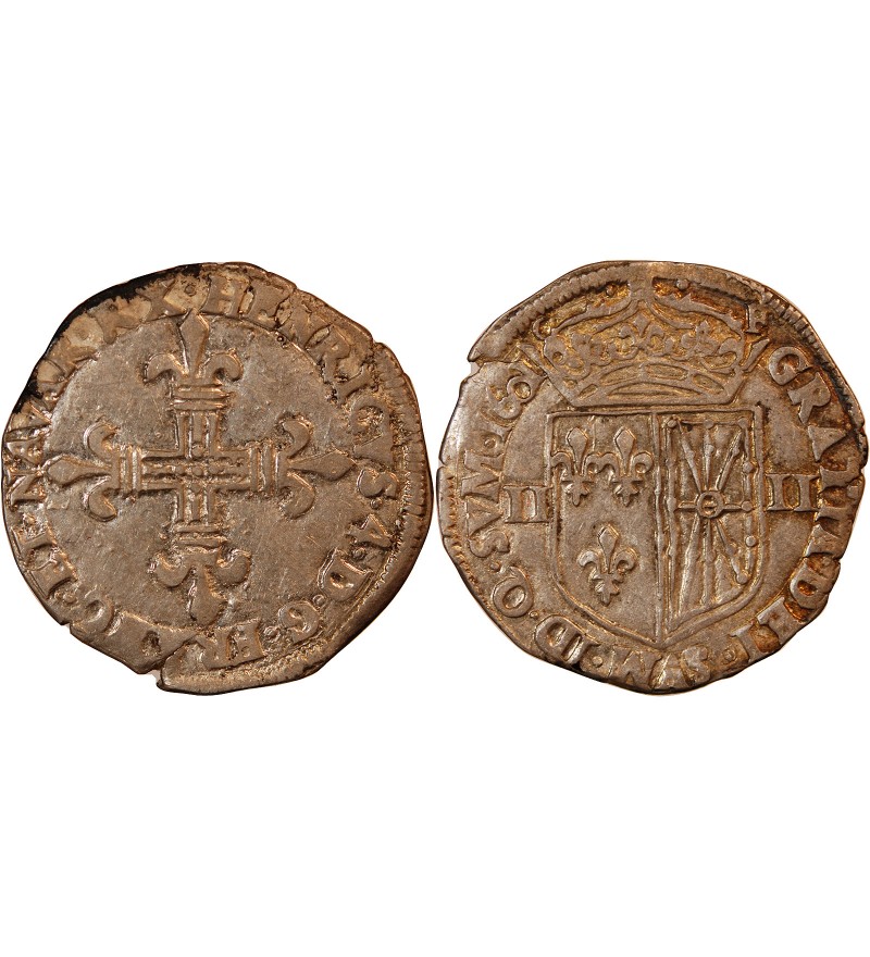 HENRI IV - 1/4 ECU DE NAVARRE ARGENT 1601 SAINT-PALAIS