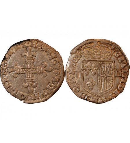 HENRI IV - 1/4 ECU DE NAVARRE ARGENT 1601 SAINT-PALAIS
