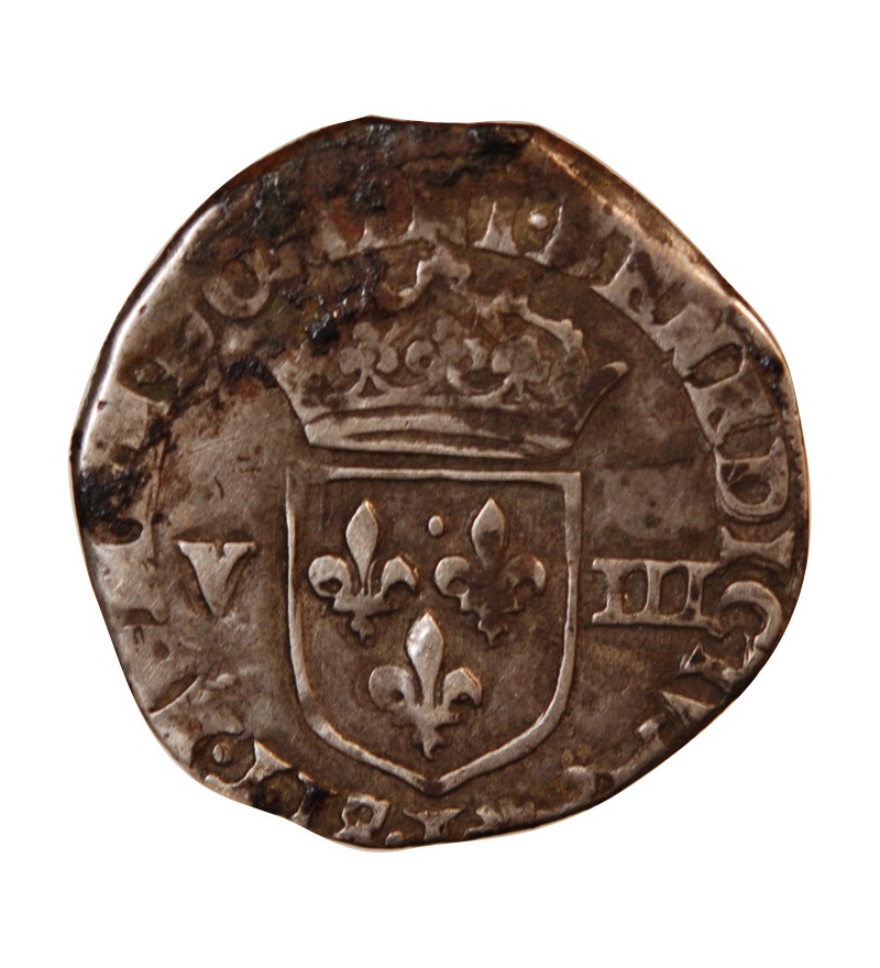 HENRI IV - 1/8 ECU ARGENT 1596 ATELIER INDETERMINE - Croix bâtonnée de face