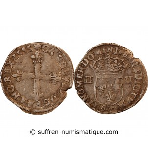 CHARLES X, CARDINAL DE BOURBON - 1/4 ECU ARGENT 1595 NANTES