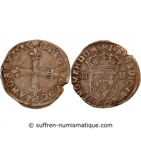 CHARLES X, CARDINAL DE BOURBON - 1/4 ECU ARGENT 1595 NANTES