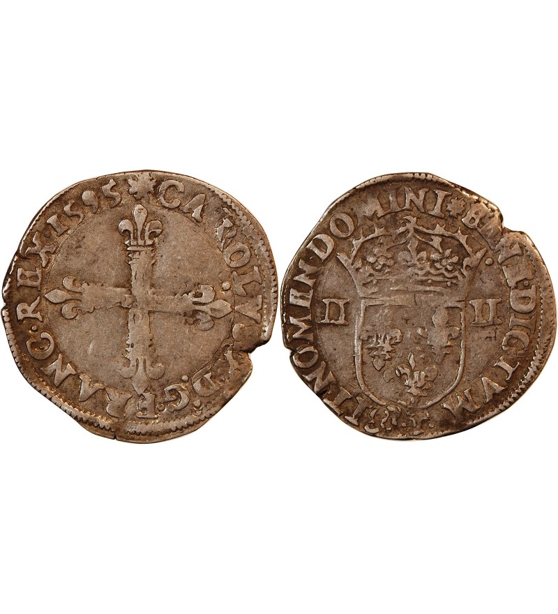 CHARLES X, CARDINAL DE BOURBON - 1/4 ECU ARGENT 1595 NANTES