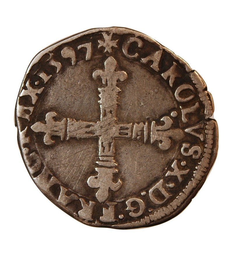 CHARLES X, CARDINAL DE BOURBON - 1/8 ECU ARGENT 1597 NANTES