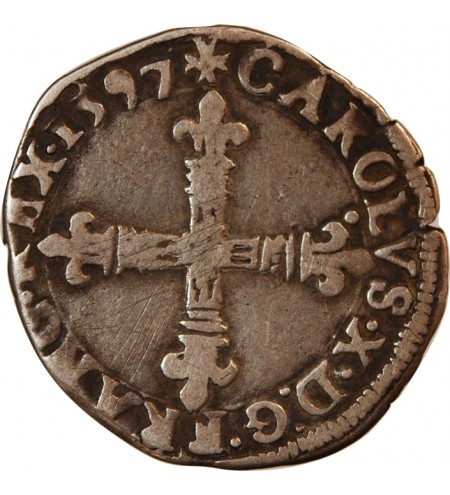 CHARLES X, CARDINAL DE BOURBON - 1/8 ECU ARGENT 1597 NANTES