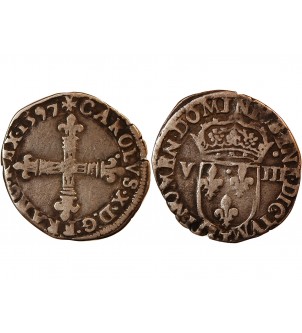 CHARLES X, CARDINAL DE BOURBON - 1/8 ECU ARGENT 1597 NANTES 2