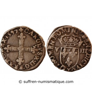 CHARLES X, CARDINAL DE BOURBON - 1/8 ECU ARGENT 1597 NANTES