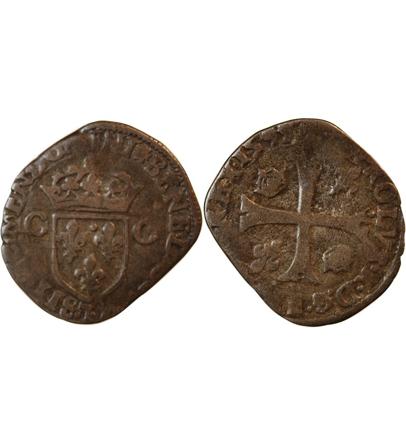 CHARLES X, CARDINAL DE BOURBON - DOUZAIN AUX DEUX C 1597 NANTES