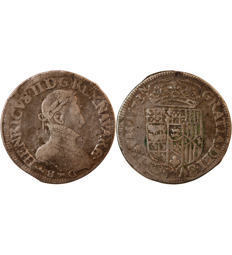 NAVARRE-BÉARN, Henri III de Navarre – TESTON ARGENT 1573 PAU