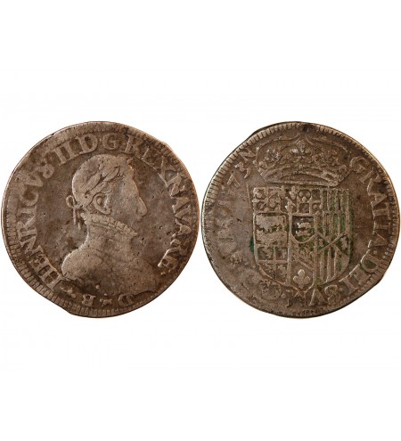 NAVARRE-BÉARN, Henri III de Navarre – TESTON ARGENT 1573 PAU