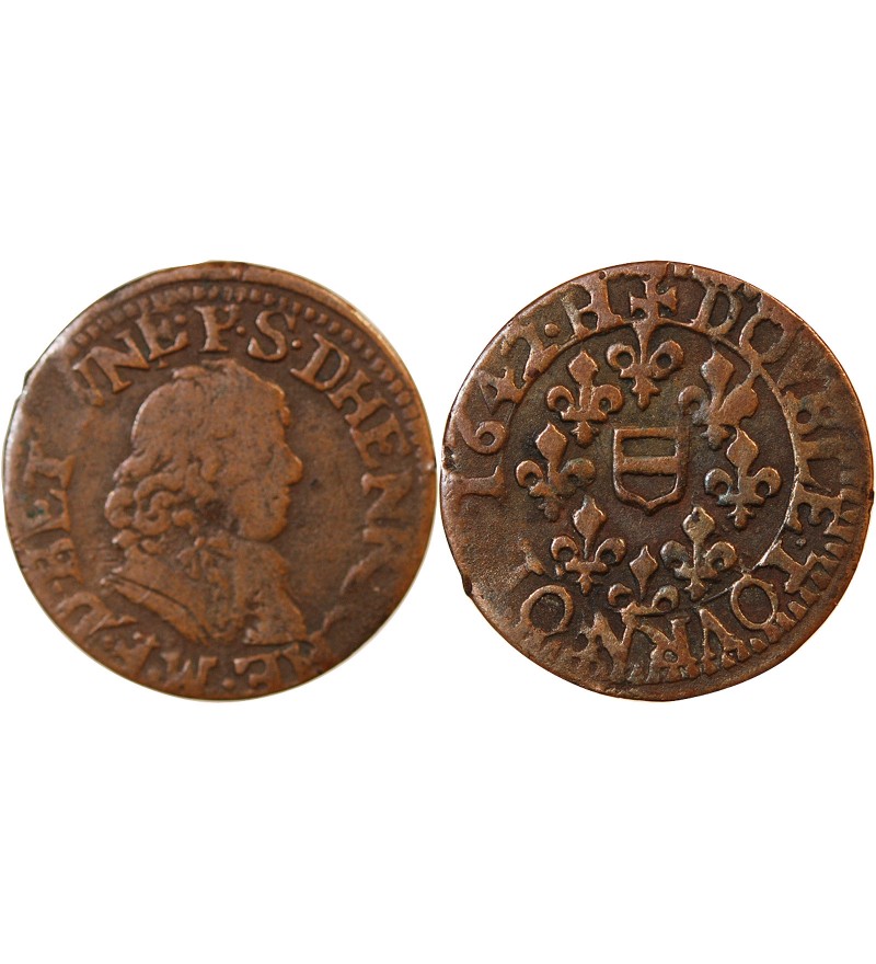 BERRY, PRINCIPAUTÉ DE BOISELLE-HENRICHEMONT, Maximilien III François de Béthune – DOUBLE TOURNOIS 1642