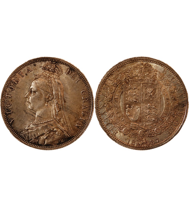 GRANDE-BRETAGNE, VICTORIA - 1/2 CROWN ARGENT 1887