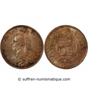 GRANDE-BRETAGNE, VICTORIA - 1/2 CROWN ARGENT 1887